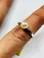 TJC silver and cultured pearl ring UK size O new 