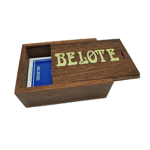 Stained wooden box with belote - box,