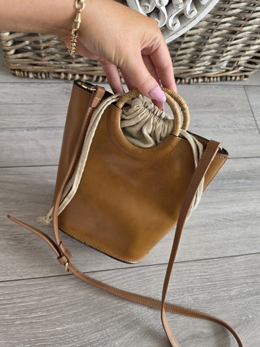 Zara brown faux leather bucket - zara,