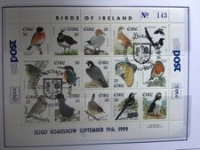 irish stamps, 1999 Birds definitive sheet, overprint Sligo Roadshow 