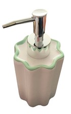 Soap Dispenser White Green Ceramic Pump Bathroom Lotion