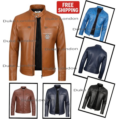 Mens leather jacket - leather, cafe