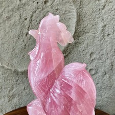 Natural Rose Quartz Hand Carved rooster Crystal Healing Reiki - 3.6LB