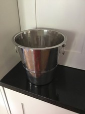 Champagne/wine bucket stainless steel large traditional style with handles 21cm