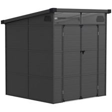 Outsunny 6 x 6ft Plastic Garden Shed with Windows and Air Vents, Dark Grey
