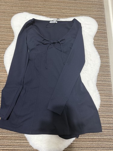 Bershka navy square neck long - navy,