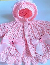 Baby Girl Stunning Hand Crochet Spanish Romany Cardigan And Bonnet 💕