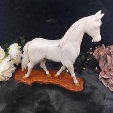Hand Carved Wooden Horse Figurine – Acceptable Worn Nose Damage Rustic Decor