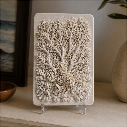 Solirune coral heart 3d - coral,