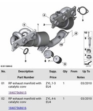 BMW E90 E91 E92 E93 330i N53 CATALYTIC CONVERTERS Pair 7568615 7568616