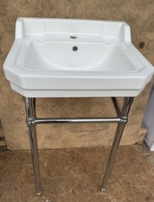 Traditional 560mm Basin and Chrome Washstand - Made By Roca 1 Tap Hole 1TH -