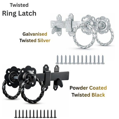 Twisted ring gate latch - twisted, heavy