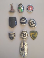 Set of 10 Bike Head Badges Emblems.  Vintage Raleigh, Puch,  Schwinn And Others 