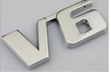 V6 Emblem Signs Chrome 3D Logo