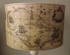 Sea Map Lampshade,light shade, Shabby chic, caribbean,nautical,ships, Free Gift