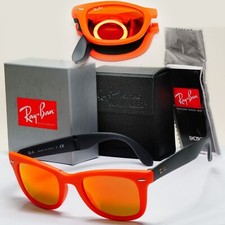 Ray-Ban Sunglasses Folding Wayfarer Orange Mirror Black Matte RB 4105 6019/69