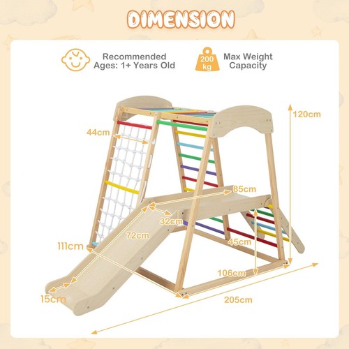 Wood jungle gym slide climbing - wood,