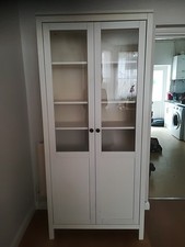 IKEA HEMNES SOLID WOOD Bookcase/Display Cabinet, 90x197 cm with GLASS DOORS