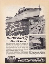 1946 Trusscott Pleasure Craft Boat Ad / 24 Cabin Cruiser