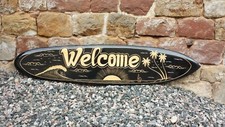 SURFBOARD WOODEN MODEL DECORATIVE 130cm CARVED WELCOME SURFER BNIP NEW/su130CWE2