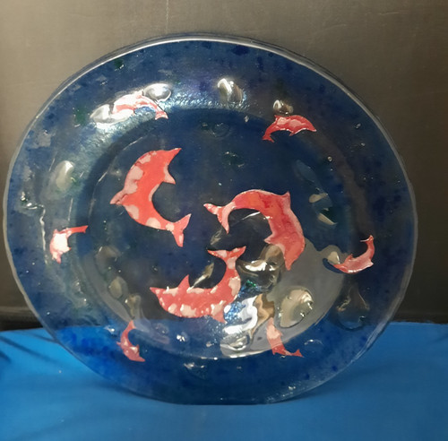 Large vintage blue - blue, glass