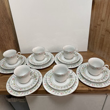 CROWN MING BY  TIENSHAN  18 PIECE TEA SET ( 6 TRIOS)  " SUSAN " NEVER USED