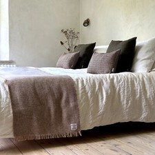 Harris Tweed Latte Pure Wool Bed Runner Single Double King Super