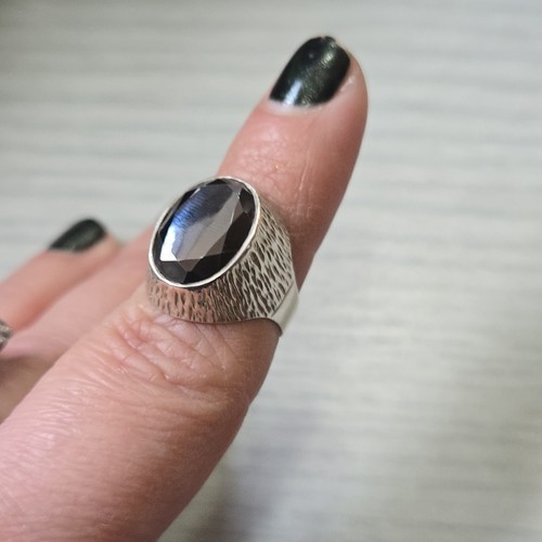 Faceted black onyx hammered - faceted,