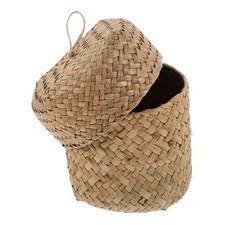  Multipurpose Wicker Storage Basket Natural Boho Flower Seagrass with Lid