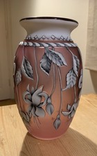 Okra Glass Fuscha Cameo Vase-