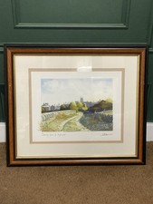 Country Lane to Heptonstall’ Geoffrey Cowton Print of Watercolour Framed