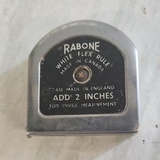 Vintage Rabone 10ft Steel White Flex Rule/ Tape measure. Made in Canada. G.C