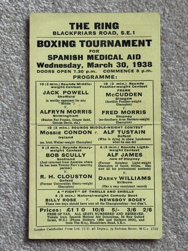 Rare pre war boxing - pre, programme