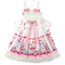 Kawaii Pink Kitty Print Lolita