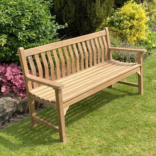Teak garden bench wave - teak,