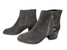 NEW WOMENS M&S INSOLIA UK 6.5 GREY SUEDE LEATHER WESTERN HEELED BOOTS RRP £49.50