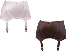 Women's Satin Shiny Garter Belt with 6 Straps Open Bottom Girdle Firm Shaping