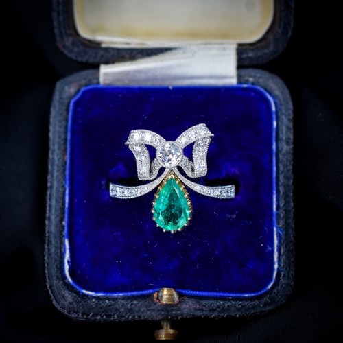 Pear cut emerald and - emerald, diamond