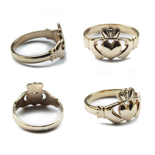 9ct gold claddagh rings - rings, yellow