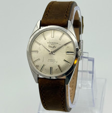 Vintage 1950s WAKMANN Ultra-Flat Silver Tone 17 Jewel Automatic Watch, 34mm Runs