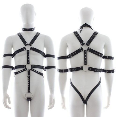 Male full body belt bodysuit - male,