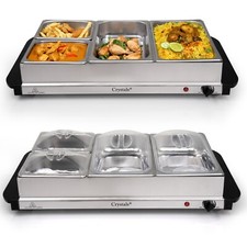 ELECTRIC BUFFET SERVER ADJUSTABLE TEMPERATURE FOOD WARMER 4 TRAY COMPARTMENTS