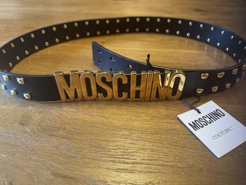 Moschino black leather belt - moschino,