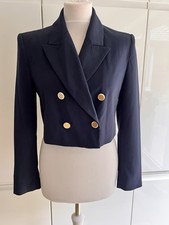Zara Navy Blue Cropped Blazer Jacket