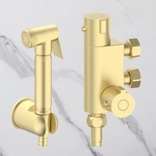 Brushed Brass Thermostatic Douche Bidet Shataf Muslim Shower Spray Brass Kit Set