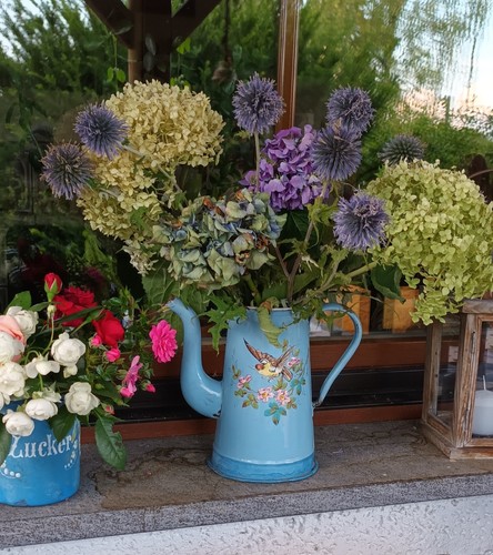Old french enamel jug - old,