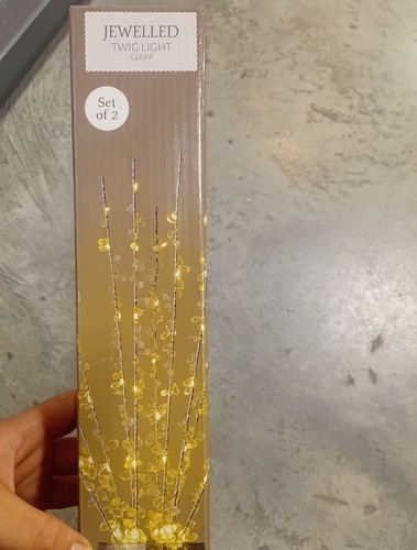 Clear jewelled twig lights set - clear,