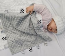 PERSONALISED BABY TAGGIE TAGGY COMFORTER BLANKET SOFT BOY GIRL 
