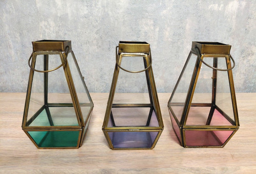 Small glass lantern hexagonal - small,