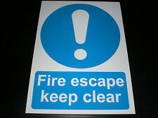 Fire Escape Keep Clear Plastic Sign Or Sticker Choice Of Sizes Emergency Exit